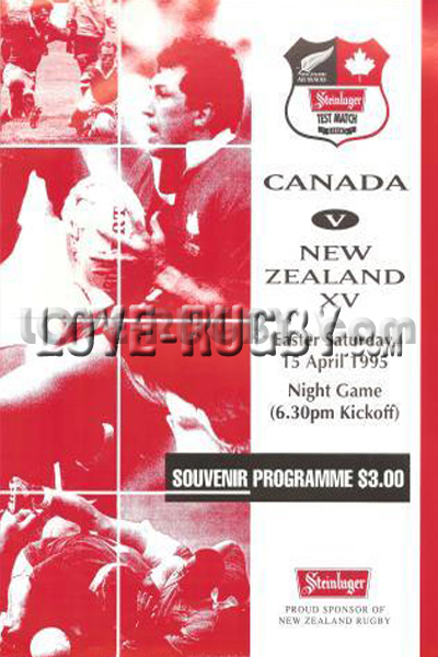 1995 New Zealand v Canada  Rugby Programme